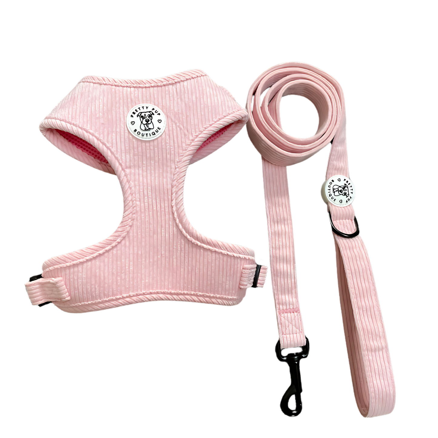 Powder Pink Corduroy Harness & Leash Set